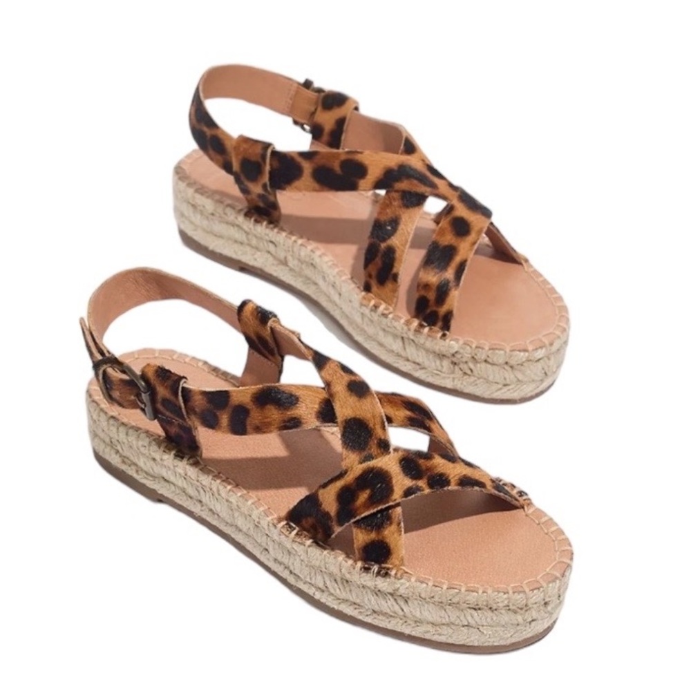 New Madewell Malia Leopard Print Espadrille Sandal